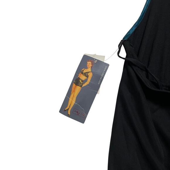 BNWT VTG Y2K 00's Ruby Rox Black Asymmetrical Babydoll Halter Midi Dress M Fairy - Picture 4 of 5